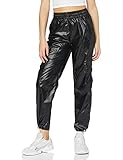 Lässige Frauen Cargo Hose Urban Classics Damen Ladies Shiny Cargo Track Pants Hose, Black, 3XL