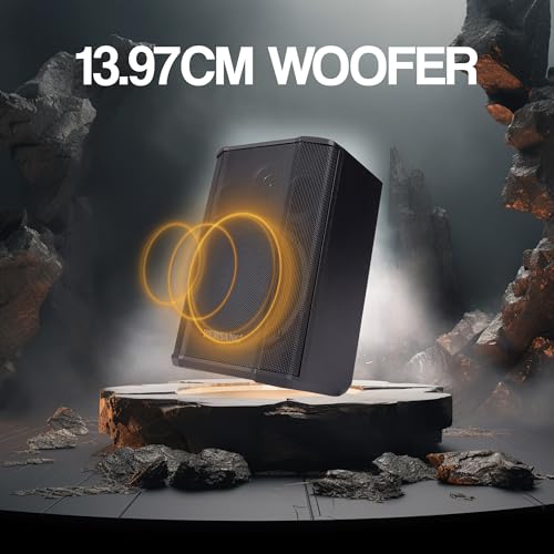 Image of PERSANG Soundbox 2.0 Portable Speaker with UHF Wireless Microphone (Orange) | (13.97 cm) Dual Woofers | Upto 4 Hours Playback Time | 18 W RMS | Bluetooth Party Speaker (Black, 2.0 Channel)