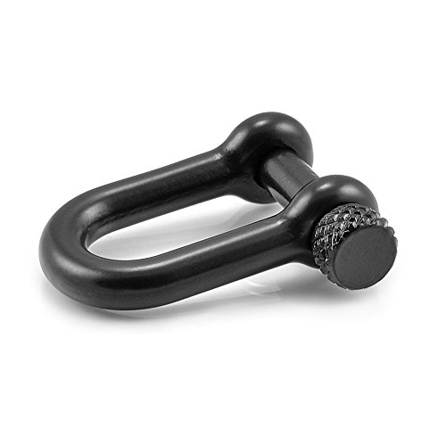 Manille droite en acier avec un axe à visser simple à manier, manille en forme de U, idéale avec les paracordes 550, confection de bracelets, grandeur: M, 33mm x 25mm, couleur: noir, de la marque Ganzoo u0096 lot de 3 manilles