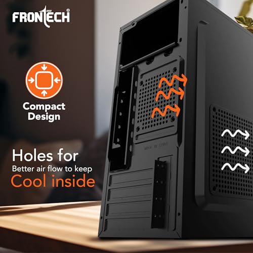 Image of Frontech Glory Compact Mid-Tower Computer Case | Silver Range | 2 x Front USB & Front Audio- Black (FT-4377)