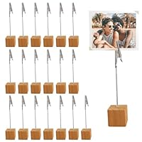 Doafoce 20 Stück Fotohalter mit Klammern Tischkartenhalter Holz Clip Halter Kartenständer Fotoständer Kartenhalter Tisch Zettelclips Memo Halter Kartenständer für Hochzeits, Hausdekoration,Büro,Party