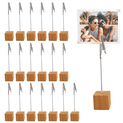 Doafoce 20 Stück Fotohalter mit Klammern Tischkartenhalter Holz Clip Halter Kartenständer Fotoständer Kartenhalter Tisch Zettelclips Memo Halter Kartenständer für Hochzeits, Hausdekoration,Büro,Party