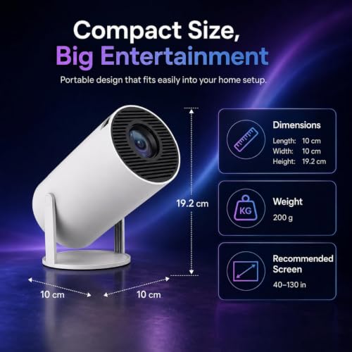 Image of One94Store Android 11 Smart Mini Projector, WiFi 6 Bluetooth HD Home Theater Projector, 1080P 4K Input Support, 180 Rotating Stand, Auto Keystone, HDMI USB for Mobile & Gaming