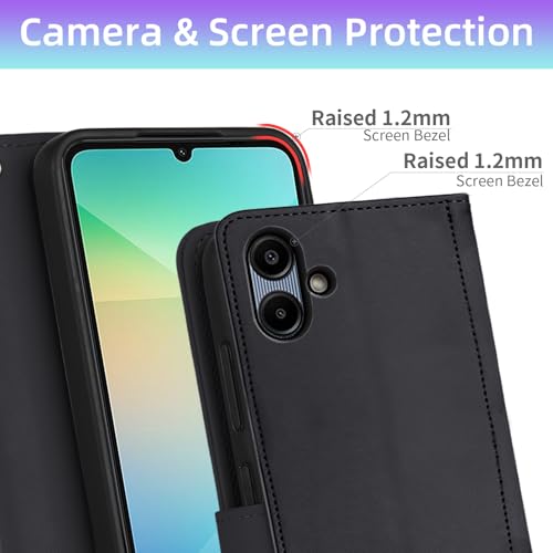 Furiet Argyle Wallet Case for Samsung Galaxy A06 5G with Detachable Wrist/Shoulder Strap Card Slot Folio Purse Luxury PU Leather Stand Accessories Cell Phone Cover for Ao6 A 06 4G LTE Women Men Black by Furiet - Used condition - Image 4