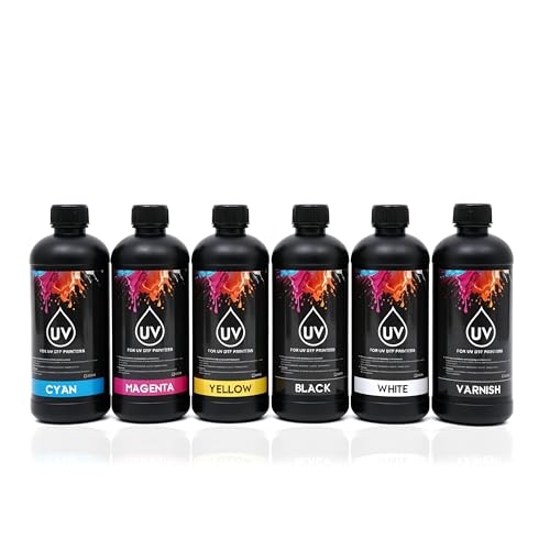UV DTF Ink Hard Ink 500ml for Printer Printing on A B Films for XP600 TX800 i3200 i1600 L805 1390 DX5 DX6 DX7 DX10 UV Sticker Printer(6500ML CMYKWV One Set)