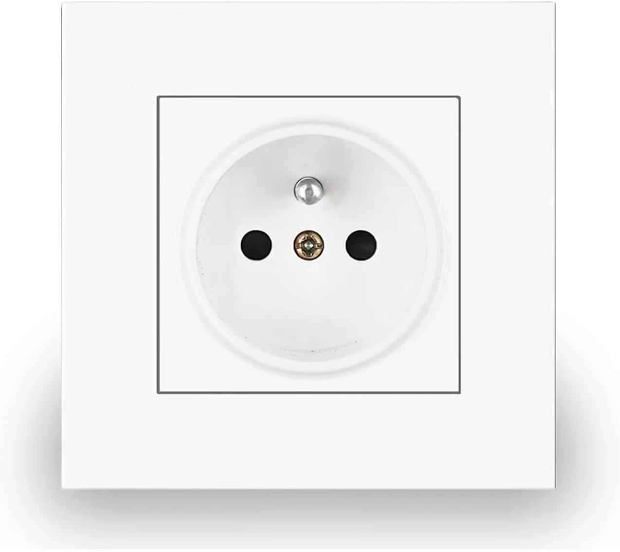 French Standard Light Switch,1 Gang 1Way / 2Way Stair Corridor White with Panel, 16A Wall Power USB Socket(Power Socket)