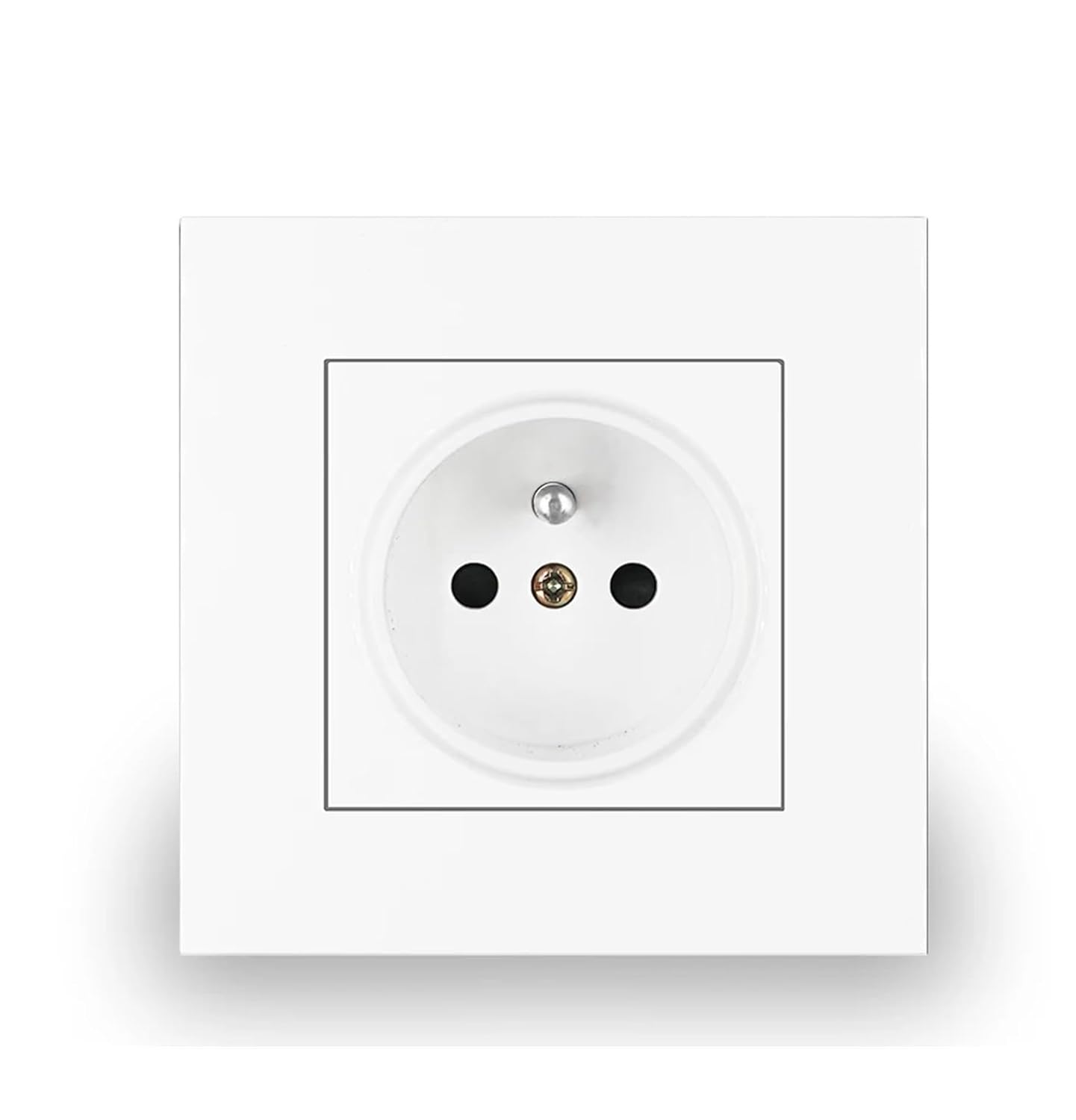 French Standard Light Switch,1 Gang 1Way / 2Way Stair Corridor White with Panel, 16A Wall Power USB Socket(Power Socket)