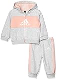 adidas jogginganzug baby pink  adidas Baby Jogginganzug Logo Hooded Light Grey Heather/Glow pink/White 104