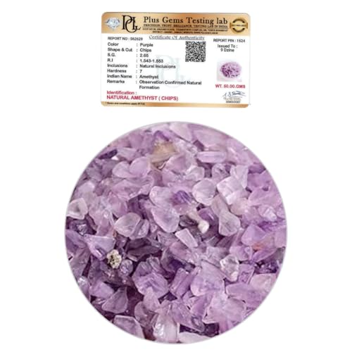 Image of Certified Amethyst Crystal Chips 50 GM with Authenticity Certificate | Natural Purple Quartz Decorative Stone Chips for Pooja Room, Home Decor, Meditation, Crafts, Vastu & Aquarium Decoration