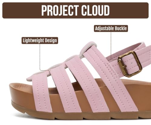 Image of Project Cloud Kids Sandals for Girls - Girls Sandals with Adjustable Buckle Closure, Comfortable Plush & Soft Insole w /Wedge Design Non-Slip Outsole
