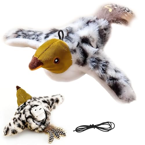 2026 New Flying Bird Cat Toy Interactive Cat Toys for Indoor Cats Motion-Activated Cat Toy Flying Birds for Indoor Cats USB Rechargeable Indoor Cat Hunting Toy (Black and White Plush Version)