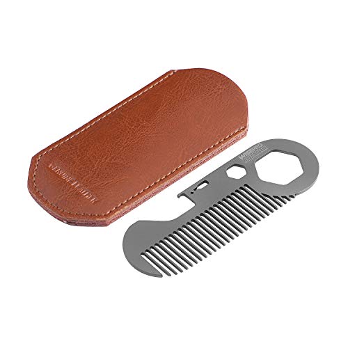 WISEPRO Beard Mustache Comb Fine Toothed Beard Comb Keychain Comb，Suitable For Beard Care Facial Hair Grooming(Black Circle Corkscrew)