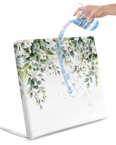 Eucalyptus Leaves Outdoor Cushion Chair Cover Set of 2 - Waterproof Couch Seat Covers, Green Botanical Floral Vines Flowers Patio Furniture Protector Cushions Slipcovers for Sofa/RV, 22