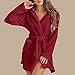 Sdwingk Short Plush Robe for Women with Pockets Mid Length Bathrobe Fuzzy Fleece Robes Cozy Soft Nightgown Winter Sleepwear