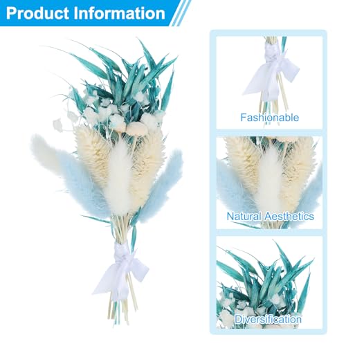 Mini ramo de flores secas decorativo azul, 6 piezas miniatura 3