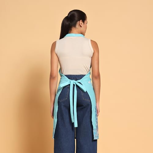 Image of ishro home Premium Apron for Kitchen Cotton | Luxury Kitchen Apron with Large Front Pocket | Adjustable Fit | Stain-Resistant, Machine Washable |