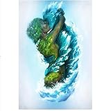  Quadri Moderni Soggiorno Mare e terra Coppia bacio Wall Art Poster Pittura sulla tela Stampe Astratto Surrealismo Quadro decorativo 40x60cm Nessuna cornice