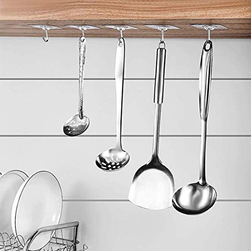 Image of OMLER Heavy-Duty Self Adhesive Wall Hanger Waterproof Stick Wall Hooks Hangers Max Load 10 kg (10 Pieces, Transparent, Plastic)