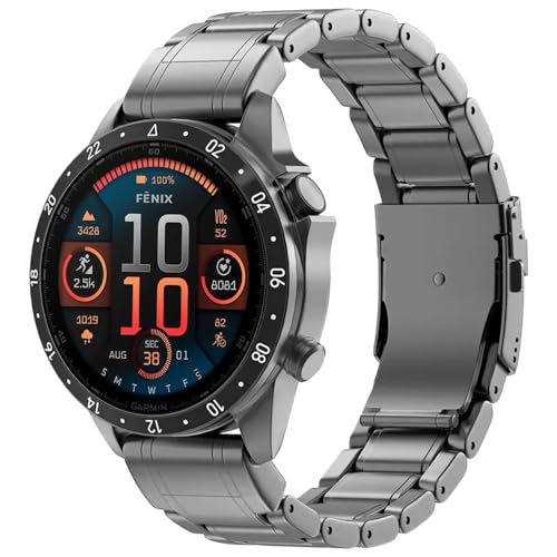 YINIXIN 22mm 26mm Titanium QuickFit Metal Watch Band for Garmin Fenix 9 8 51mm/47mm, Epix Pro 51mm,Fenix 7/7X/6/6X, Ultra-Lightweight & Hypoallergenic Strap for Forerunner 965 970 955/Instinct 3 50mm/Tactix by YINIXIN - Used condition - US$37.12