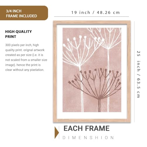 Image of kotart Floral Wall Art Home Decoration | Aesthetic Paintings With Frame For Living Room Bed Room Hotel Wall Decor Digital Reprint Set of 3 (19X25 inch)
