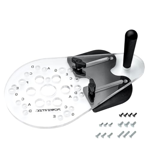 Image of POWERTEC Universal Offset Router Base Plate w /Edge Routing Reversible Fence Guide, Marked Predrilled Holes Fits Listed Models Porter Cable, Bosch, Milwaukee, Ryobi, Makita, Dewalt, Craftsman (71398)