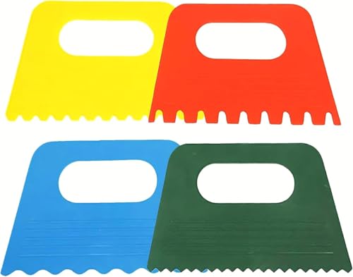 Image of Plastic Paint Scrapers for Water, Oil and Other Types of Painting Paint Texture Design Tool, Clay Texture Design Tool (Pack of 4 Pcs)