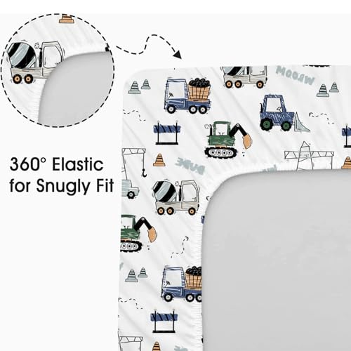 Image of Little Grape Land Bassinet Sheets for Baby Boys Girls 3 Pack, 33 inch x 18 inch Extra Soft Breathable Fitted Bassinet Sheets, Bedside Sheets Fit for Oval Rectangle and Hourglass Bassinet Mattress (Truck)