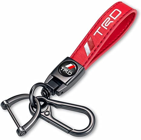 Lubolan  Genuine Leather Car Keychain Set For Toyota Trd Sequoia Tundra Tacoma 4Runner Trucks Men And Women Family Present Keychain Key Ring Lanyard Accessories (Red) #TOP5