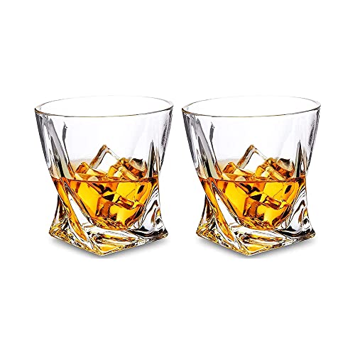 SkySnow Pack de 2 Vasos de Whisky de Cristal de 300 ml, Regalo para Hombre, Papá, Esposo, Novio, Cumpleaños, 100% sin Plomo