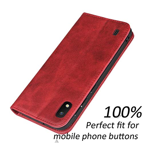 Zouzt Premium Pu Leather Wallet Case Compatible Samsung Galaxy A10,Folio Flip Case Magnetic Closure/Kickstand Feature/Card Slots For Samsung A10 (Red) #TOP5