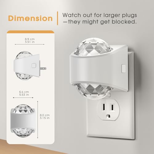 Image of Briignite Night Light Plug into Wall, Color Changing Night Light for Kids, 3CCT Diamond Design Projector Nightlight, Dusk to Dawn Sensor for Nursery Bathroom Bedroom Gaming Room Decor Gift
