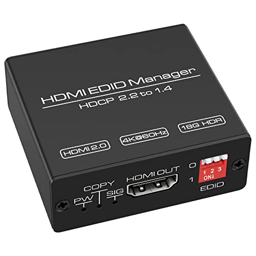 VEDINDUST HDMI EDID Manager 4K Prophecy Emulator 8 Modos Programable Amplify Equalize 4K60Hz HDMI 2.0b HDCP2.2 18Gbps HDR YUV