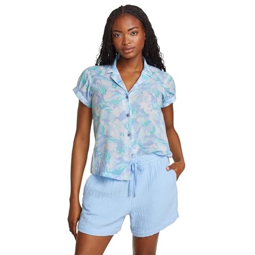 Eddie Bauer Short Sleeve Packable Camp Shirt Azure
