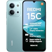 Xiaomi Redmi 15C, Smartphone 4+128GB, Display 6,9" 120Hz, 7,99mm, MediaTek Helio G81-Ultra, Dual camera da 50MP, Mega batteria da 6000mAh, Garanzia 2 anni, Verde, Caricabatterie non incluso