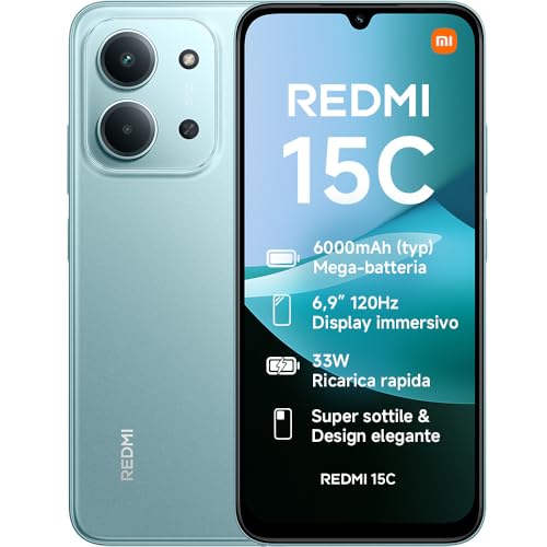 Xiaomi Redmi 15C, Smartphone 4+256GB, Display 6,9' 120Hz, 7,99mm,...