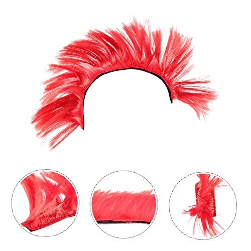 Peluca de cockscomb para casco con banda adhesiva y adorno decorativo negro 4