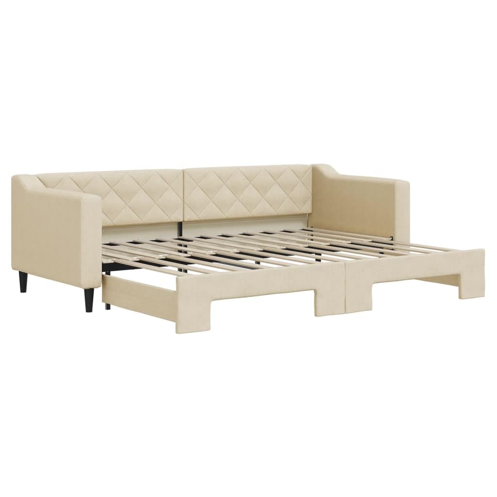 Rozkładana tkanina sofa z funkcją spania 2 w 1 do salonu sypialni Kremowy