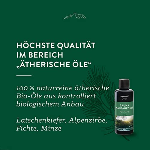AllgäuQuelle® Saunaaufguss [100% reine Bio Öle] Naturluft Alpenzirbe Fichte Latschenkiefer Minze 100ml