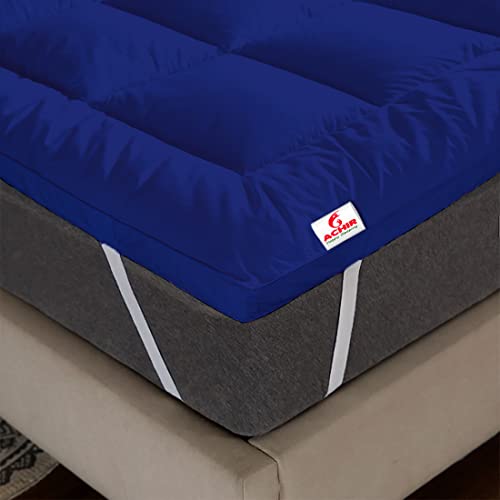 Image of ACHIR 500 GSM Super Soft Microfiber Mattress Topper /Padding for Soft and Comfortable Sleep - Navy Blue, (Queen Size, 60 inchx75 inchinch, 5ft x 6.25ft)