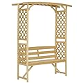 Outsunny Patio Garden Bench Arbor Arch with Pergola and 2 Trellises, 3 Seat Natural Wooden Outdoor Bench for Grape Vines & Climbing Plants, Backyard Decor, Natural