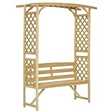 Outsunny Patio Garden Bench Arbor Arch with Pergola and 2 Trellises, 3 Seat Natural Wooden Outdoor Bench for Grape Vines & Climbing Plants, Backyard Decor, Natural