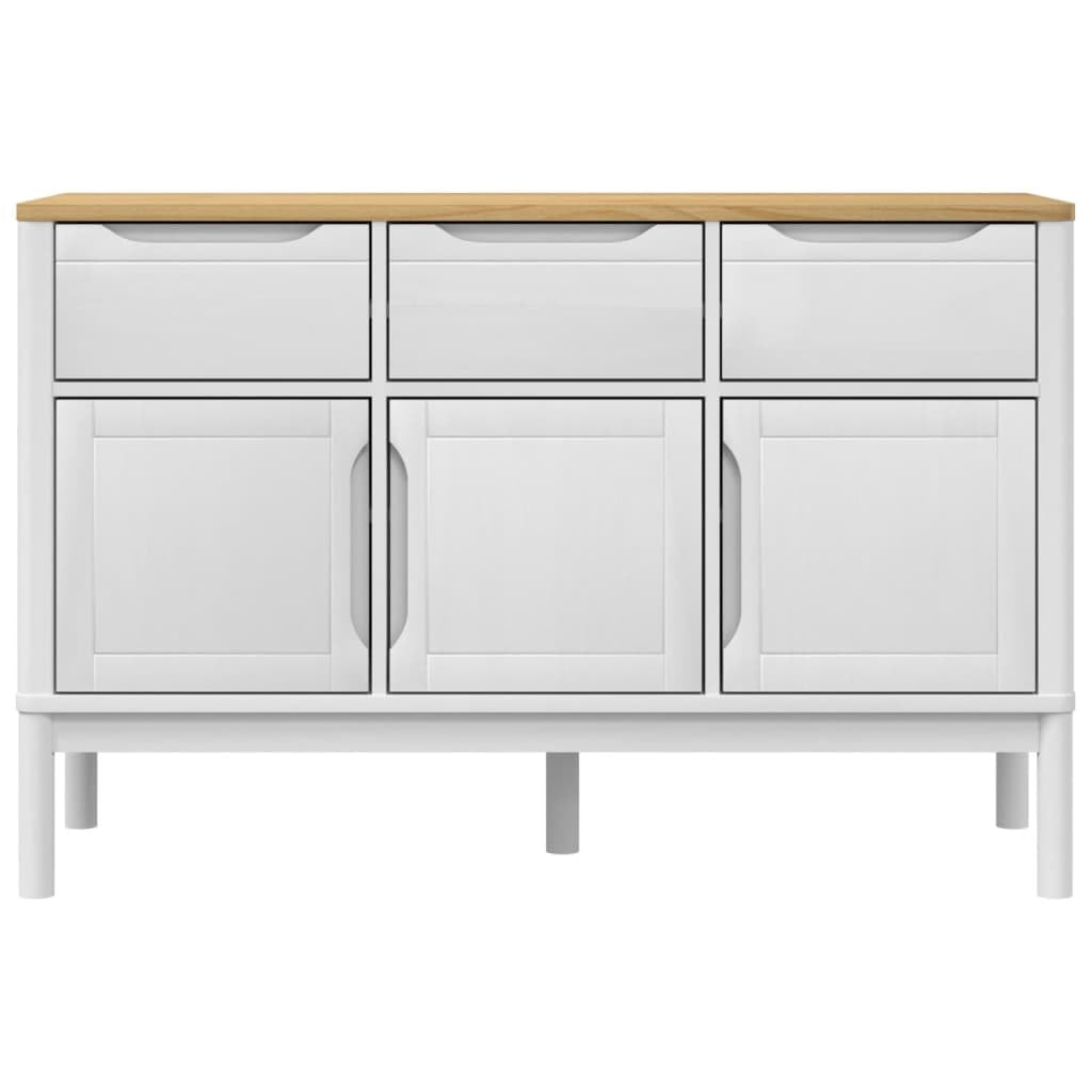 Credenza Floro bianca, 114 x 43 x 74 cm, in legno massello di pino