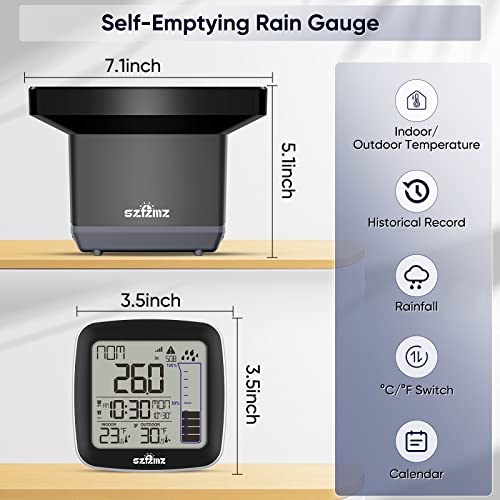 Szfzmz Wireless Digital Rain Gauge With Rainfall Alert Accurate Precipitation Monitor Wireless Indoor Outdoor Thermometer #TOP4