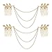 yueton 2pcs Fashion Ladies Athena Olive Branch Tassel Leaf Clips Barrettes Bobby Pin Hair Clips Bride Headwear Edge Clip Clamps Cuff Boho Headbands