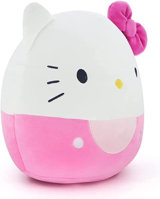 Miniatura 3 de Almohada de peluche de gato lindo de 14 pulgadas con lazo rosa y pantalones cortos, suave y acogedor para sofá, almuerzo