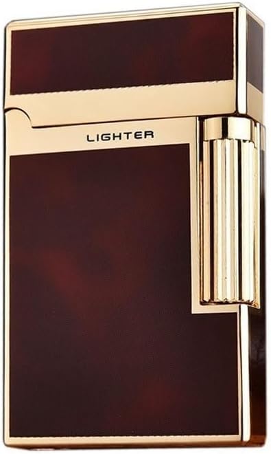 Flint Side Slide Ignition Igniter, Classic Grinding Wheel Lighter, Metal Bright Tone Lighter,Adjustable Soft Flame Lighter Refillable Gas Butane Lighter, for Cigarette/Cigar/Candle Gifts for Men(Black