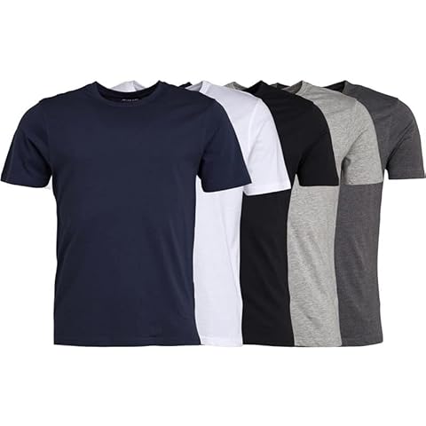 5 Pack Mens Classic Crew Neck T Shirt Men, Plain Cotton Men Tshirt Pack of Five, Casual Tee Top Clothes for Men(L,Mix Colour) Cover