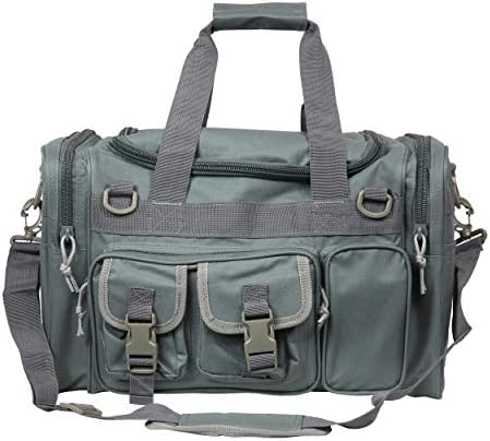 OSAGE RIVER Fishing Tackle Bag, Large Fishing Bag with 9 Compartments (Trays Not Included), Soft Fishing Tackle Duffle Bag for Fishing Hiking Camping, Fishing Bags for Men and Women, Cadet Grey