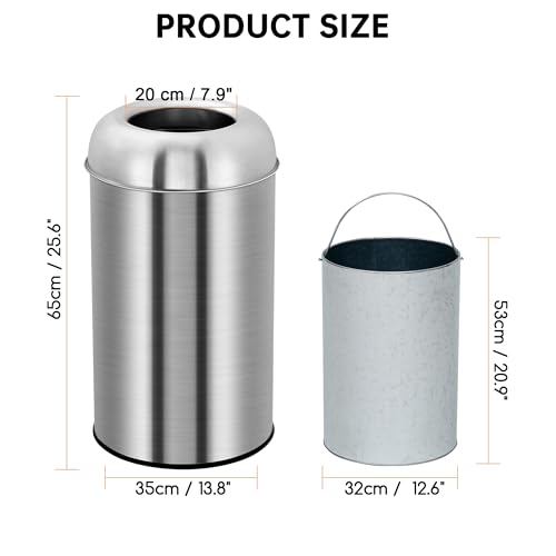 Caneca de basura grande 50 L acero inoxidable abierta miniatura 7