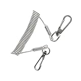Inzopo 1.4M Retractable Steel Wire Coiled Lanyard Safety Rope with Swivel Snap Clip Fishing Rod Keeper Holder